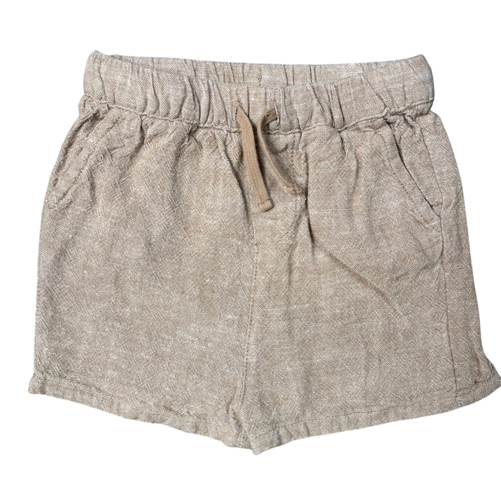 Rylee + Cru Tan Linen Blend Elastic Waist Baby Shorts 6-12M RCSS25 SHYJ